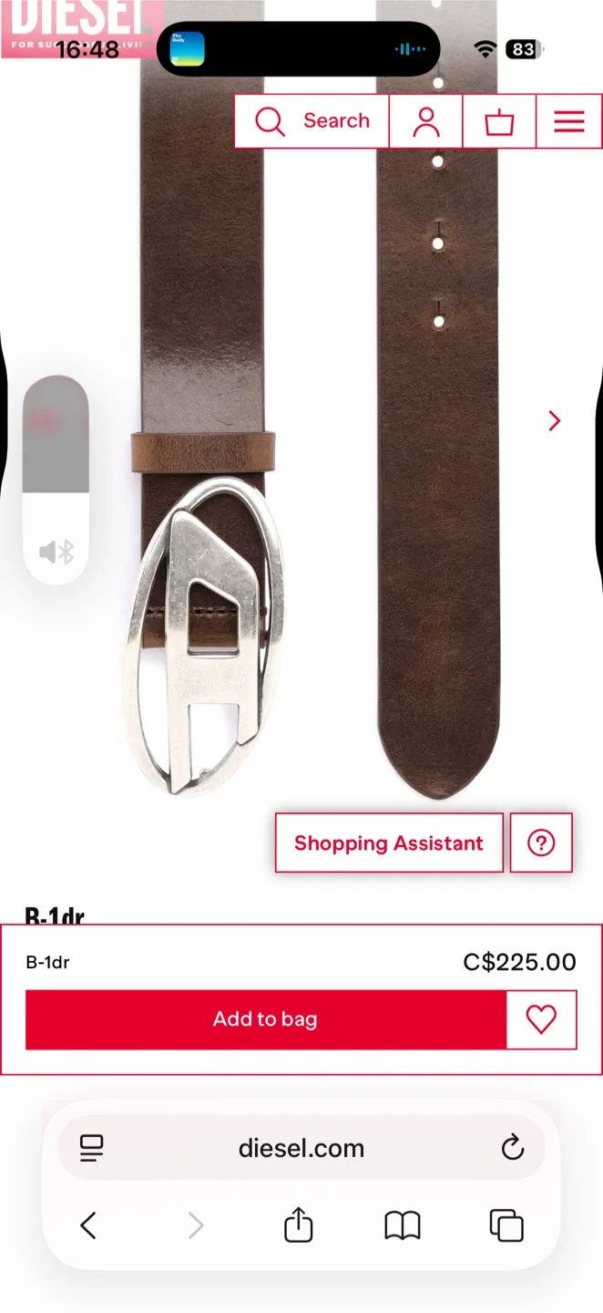 Diesel B-1dr Brown Leather Belt image indicator(2)