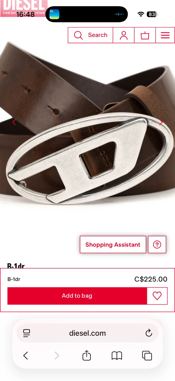 Diesel B-1dr Brown Leather Belt - photo 3