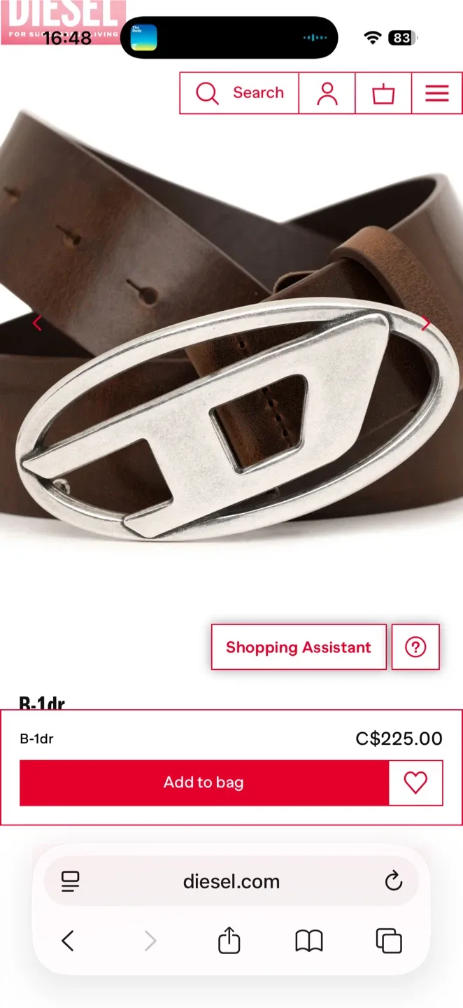 Diesel B-1dr Brown Leather Belt image indicator(3)