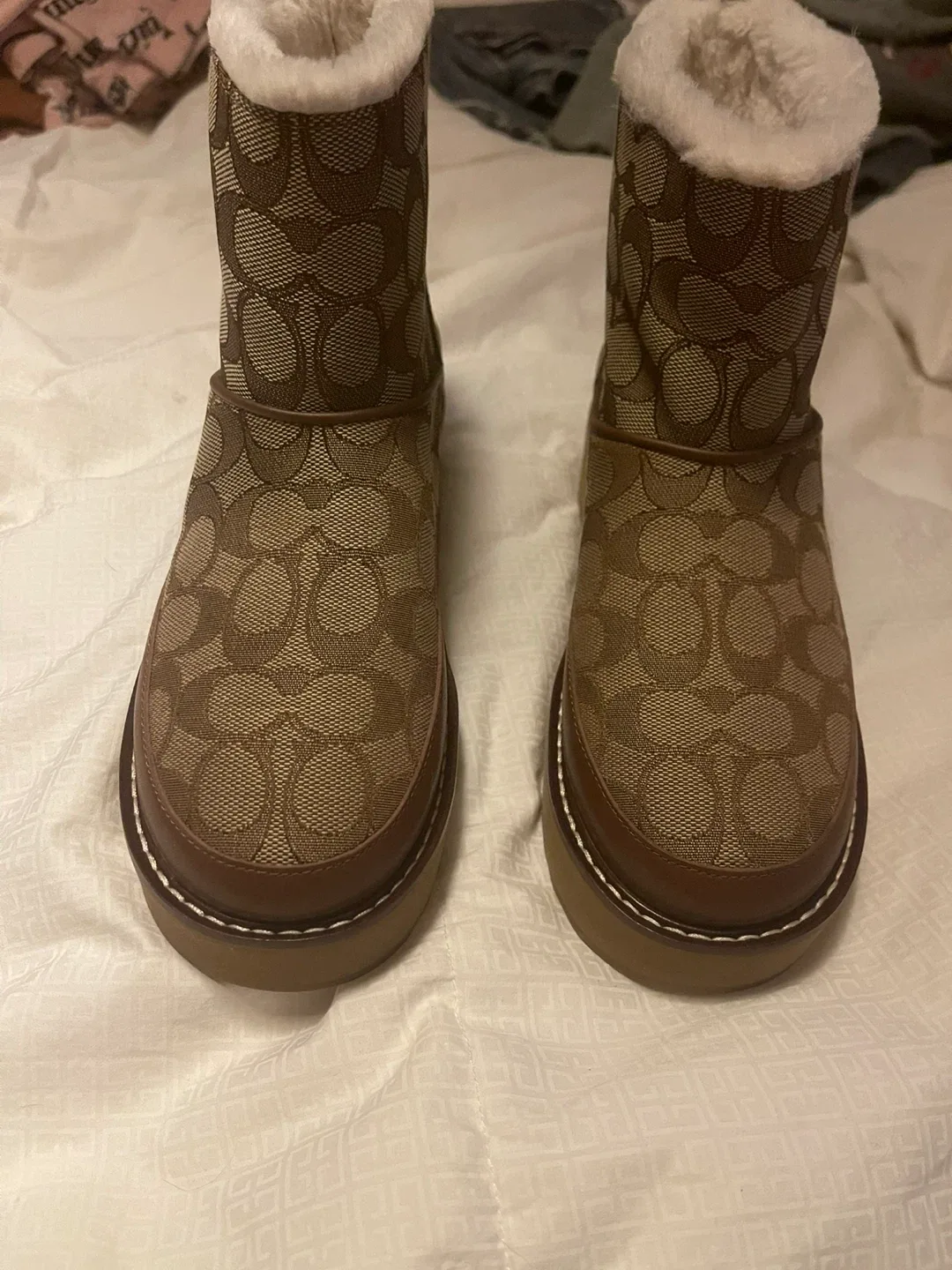 Coach Brown Patterned Winter Boots