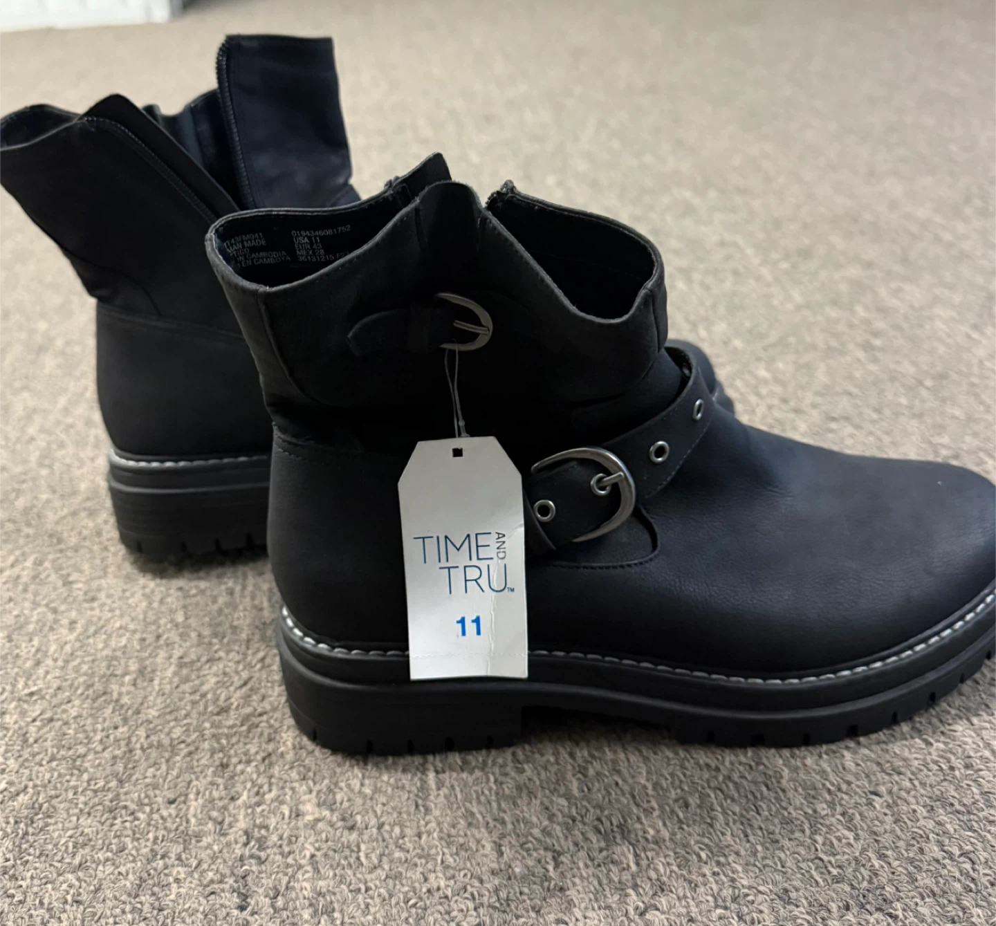 Time and Tru Black Buckle Motto Boots - Size 11 - photo 3