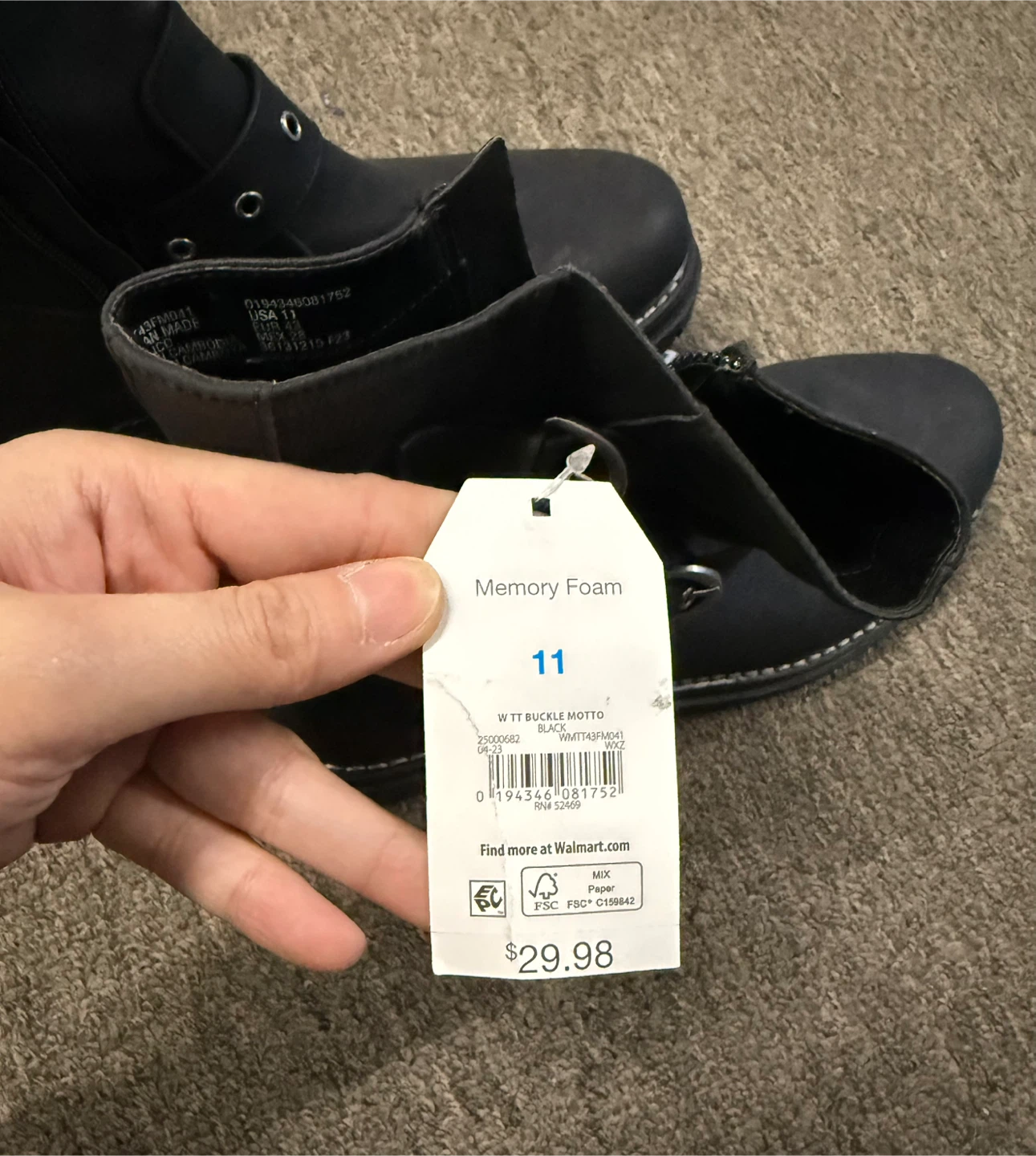 Time and Tru Black Buckle Motto Boots - Size 11 - photo 4