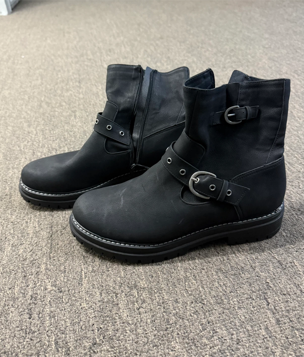 Time and Tru Black Buckle Motto Boots - Size 11 - photo 2