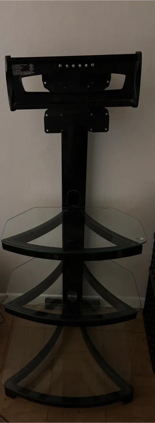 Black TV Stand with Glass Shelves