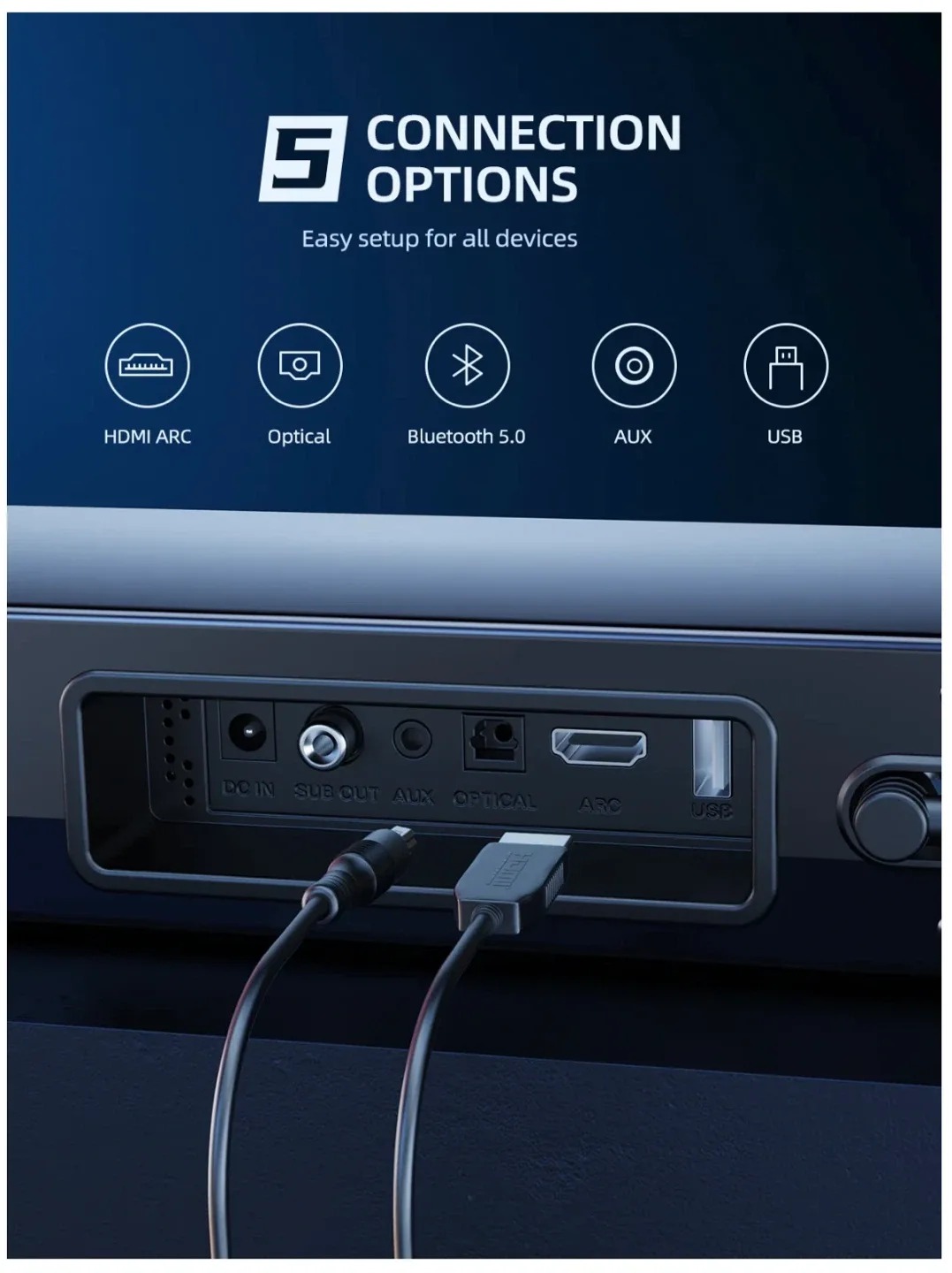 *Brand New*MEREDO 2.1 DETACHABLE SOUND BAR WITH SUBWOOFER-D40 image indicator(7)