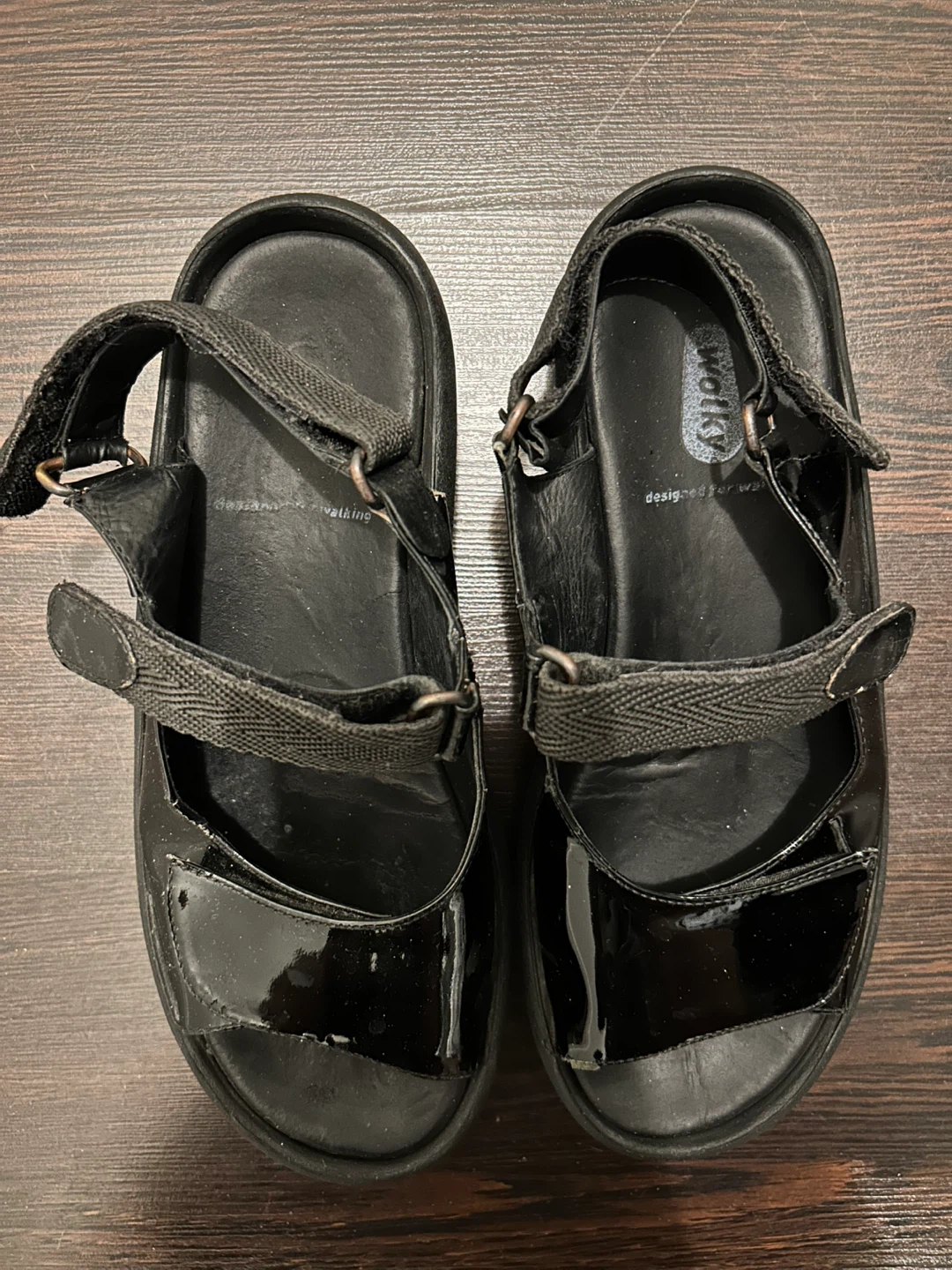 Wolky Black Patent Leather Wedge Sandals size 36 - photo 3