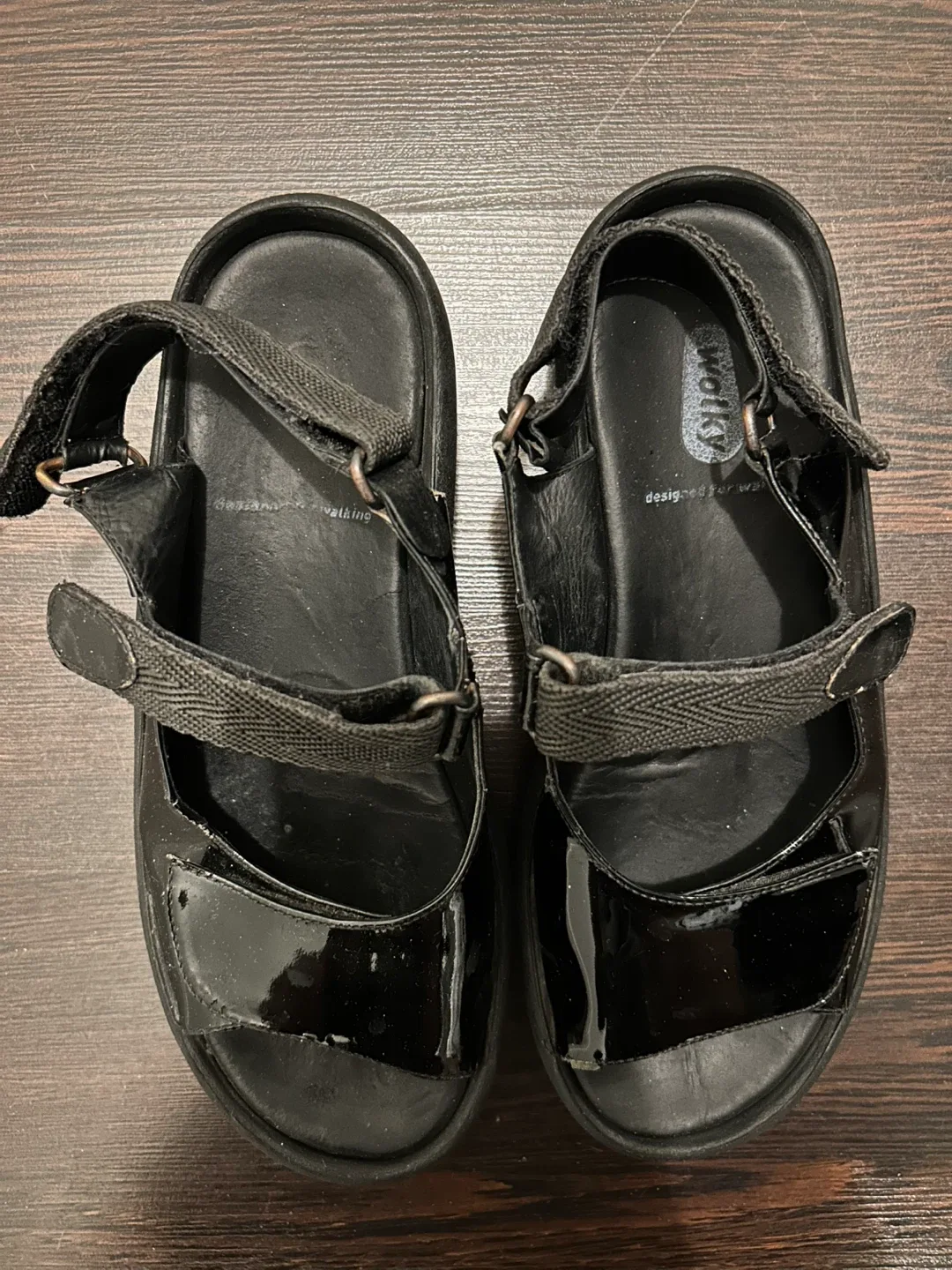 Wolky Black Patent Leather Wedge Sandals size 36 image indicator(3)