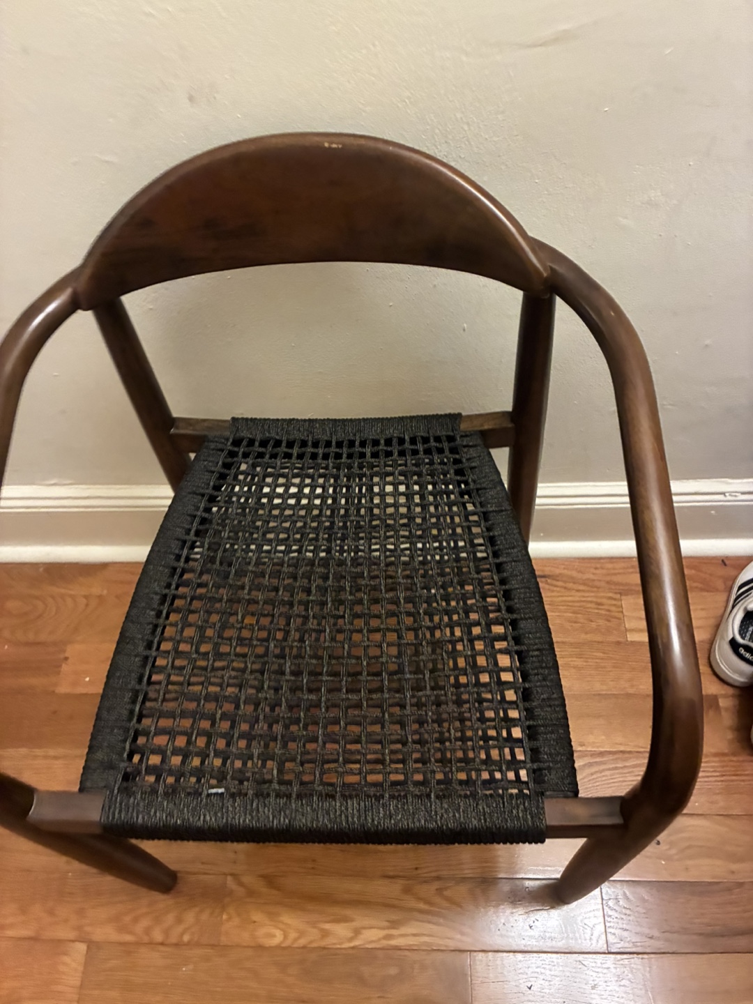 Vintage Wood & Woven Seat Chair - photo 2