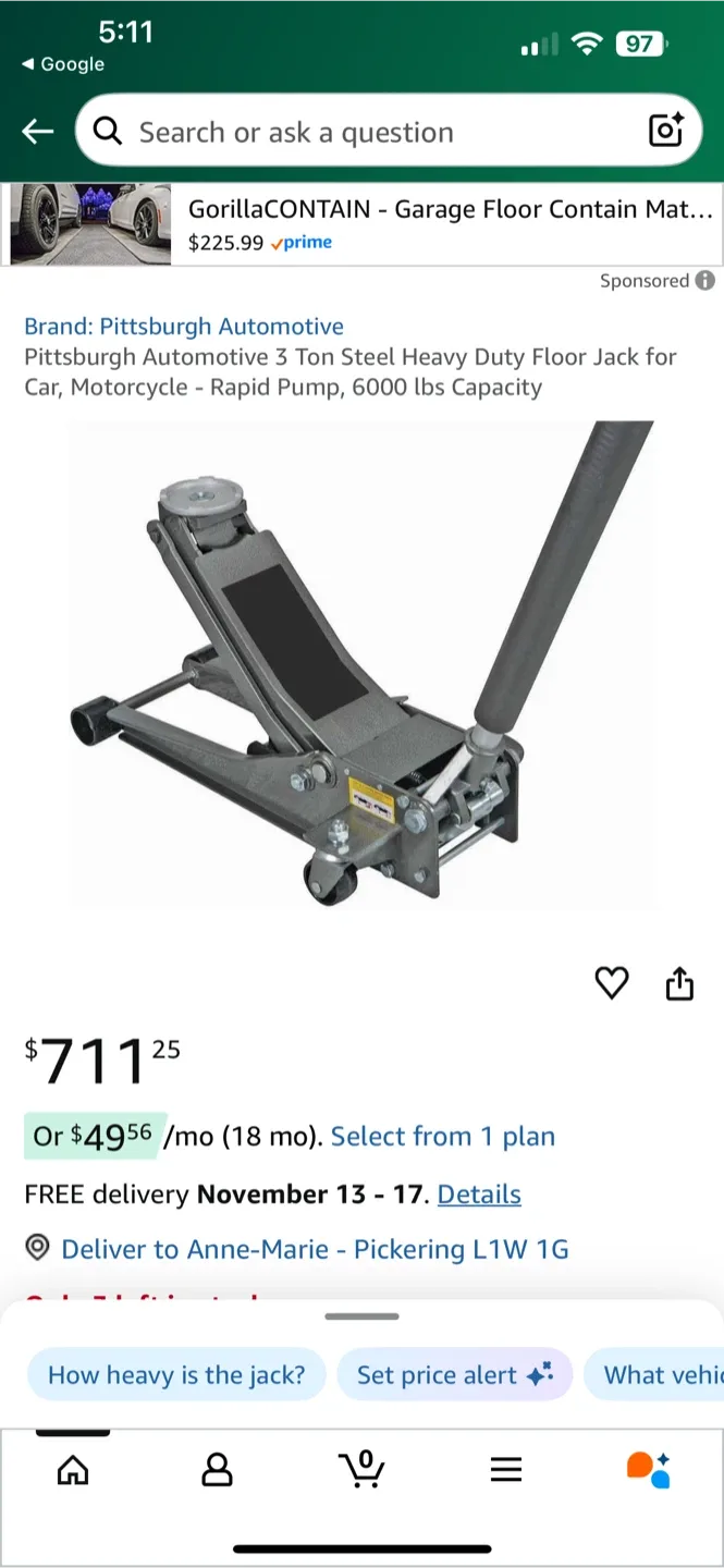 Pittsburgh 3 Ton Low Profile Floor Jack image indicator(7)