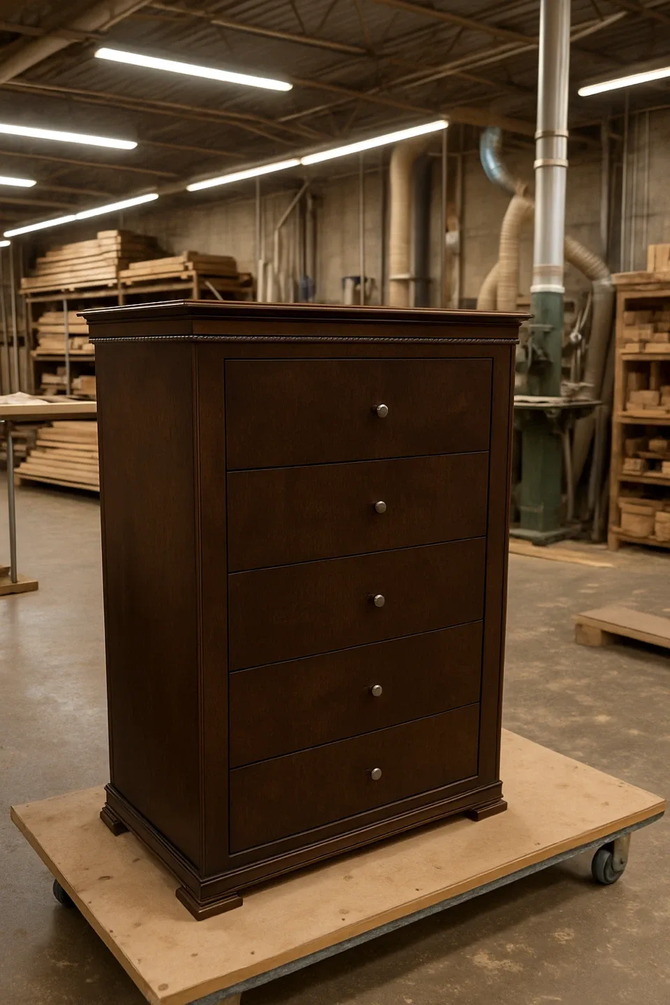 Dark Brown Wooden 5-Drawer Dresser image indicator(2)