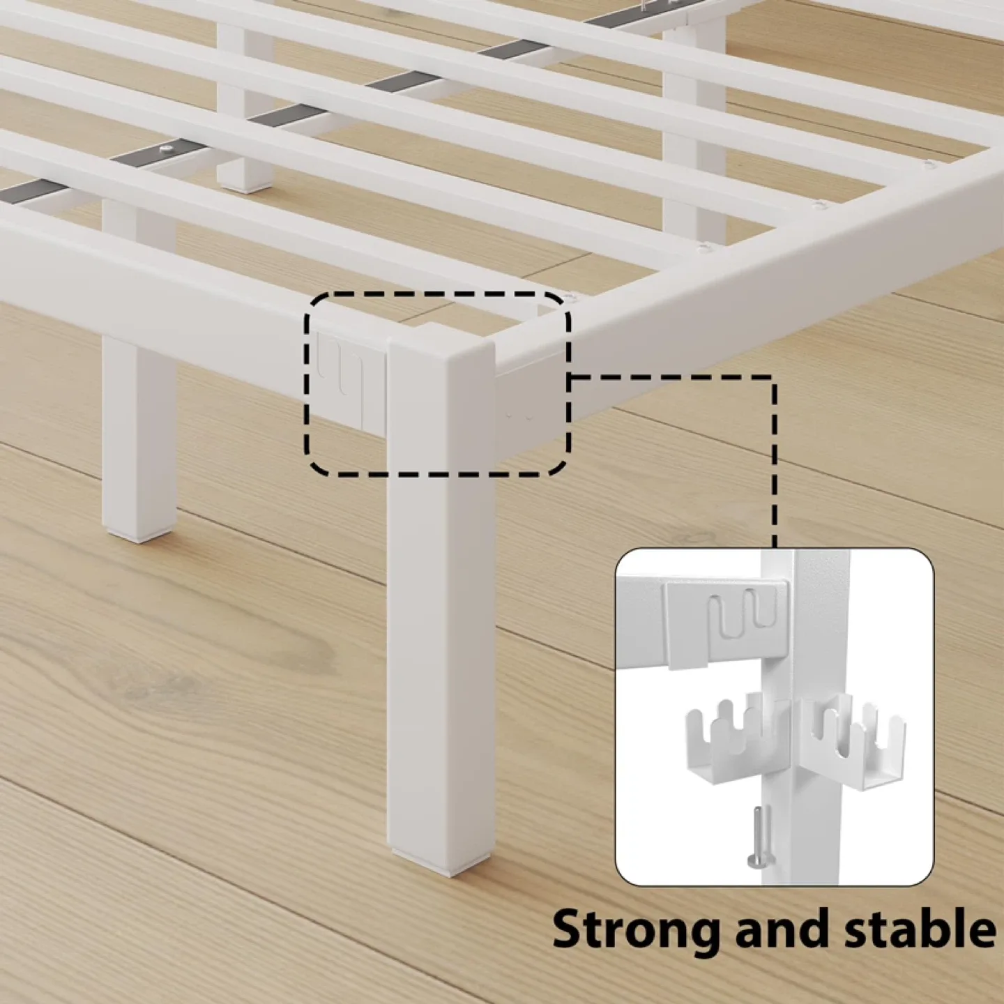 Queen Size Bed Frame, Metal Platform with Headboard image indicator(6)