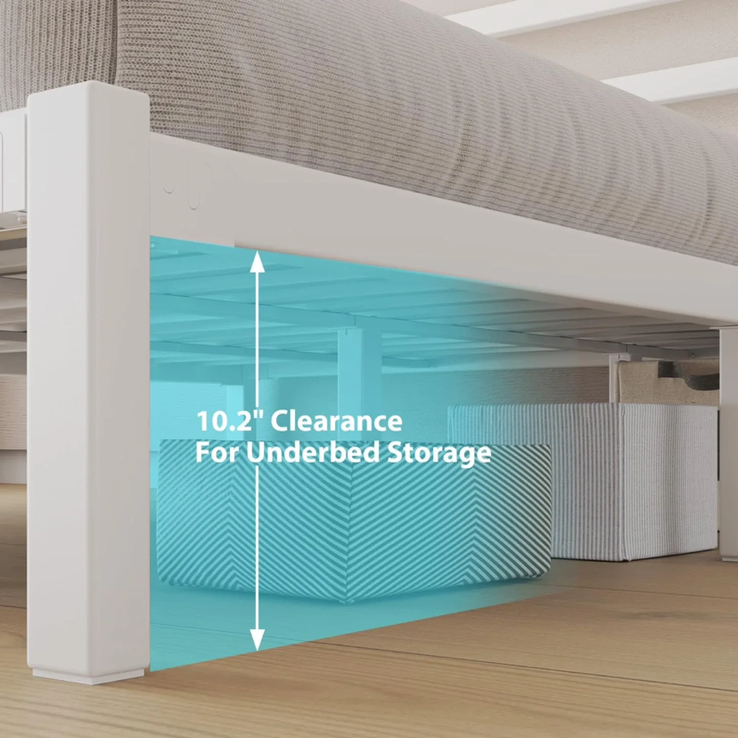 Queen Size Bed Frame, Metal Platform with Headboard image indicator(5)