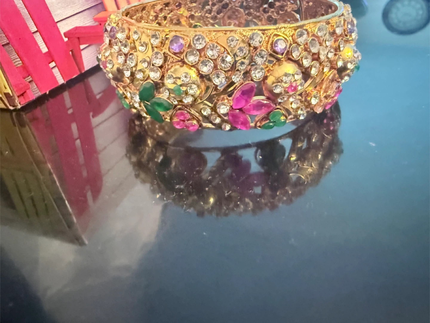 Gold-plated  AD stone Bangle - photo 2