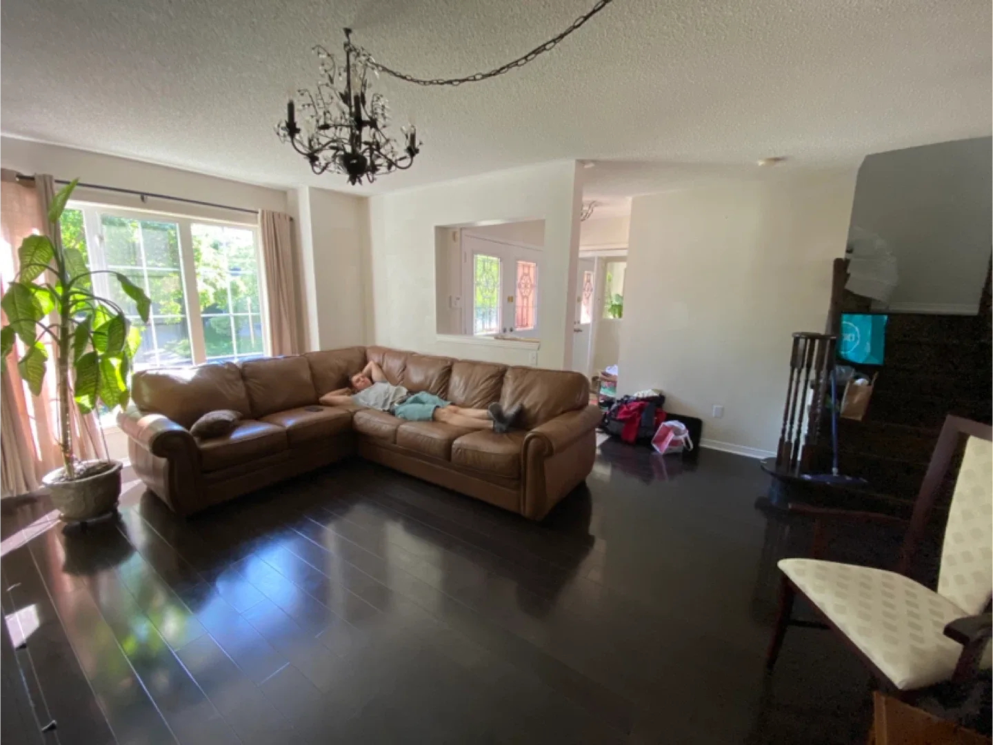 Brown Leather Sectional Sofa (w pull out bed) image indicator(2)