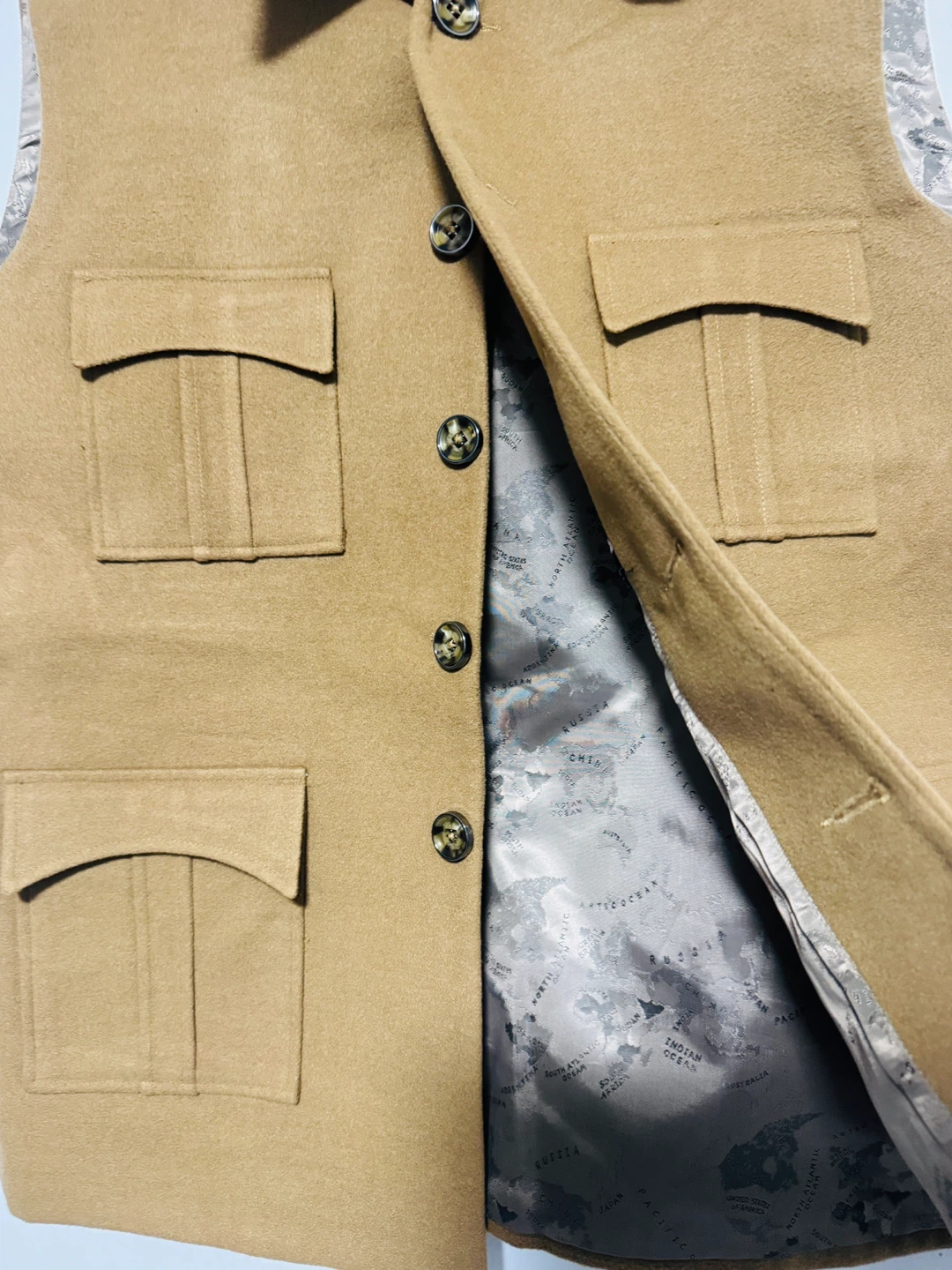 Tan Wool Vest with Pockets - photo 2
