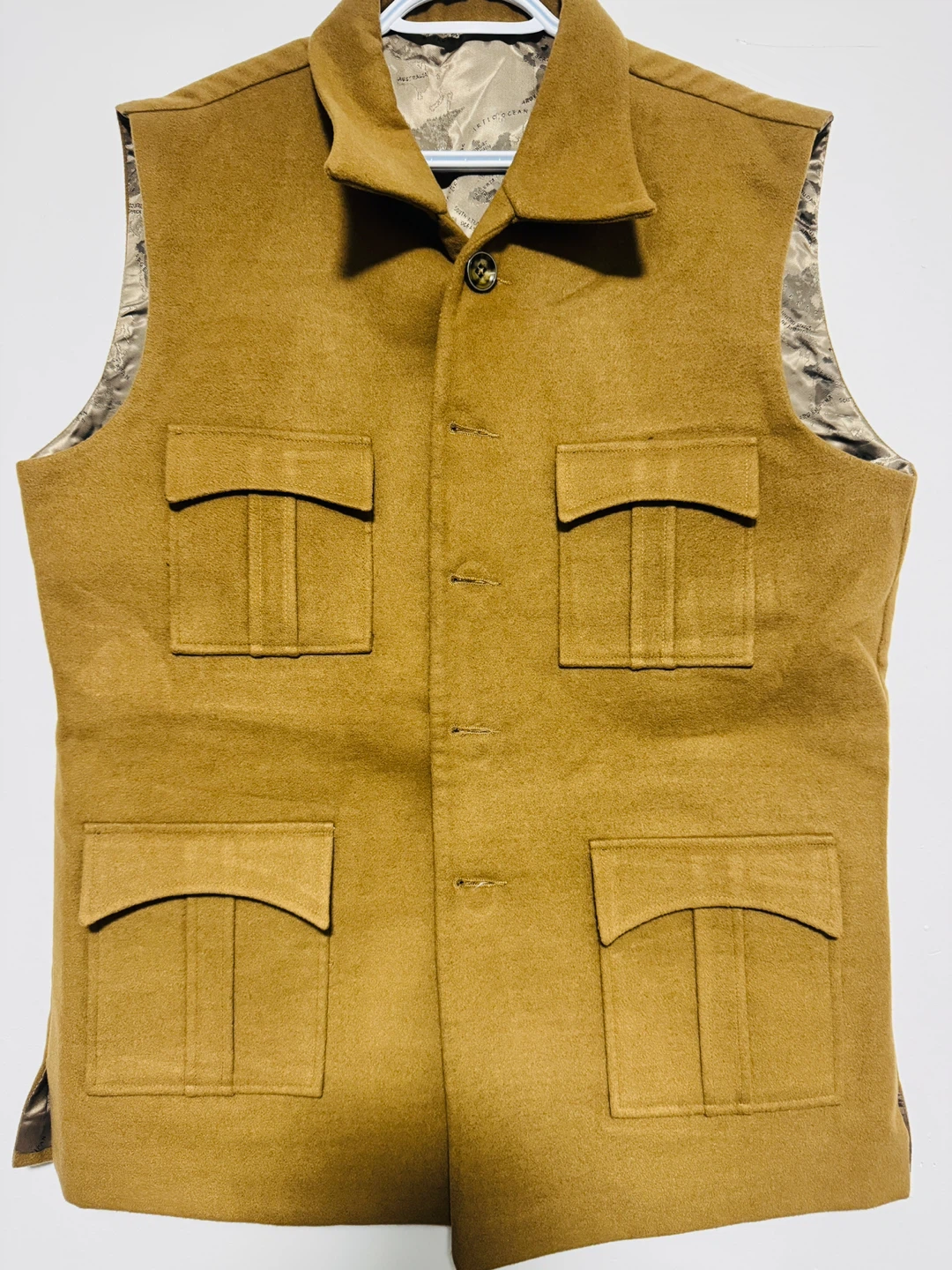 Tan Wool Vest with Pockets