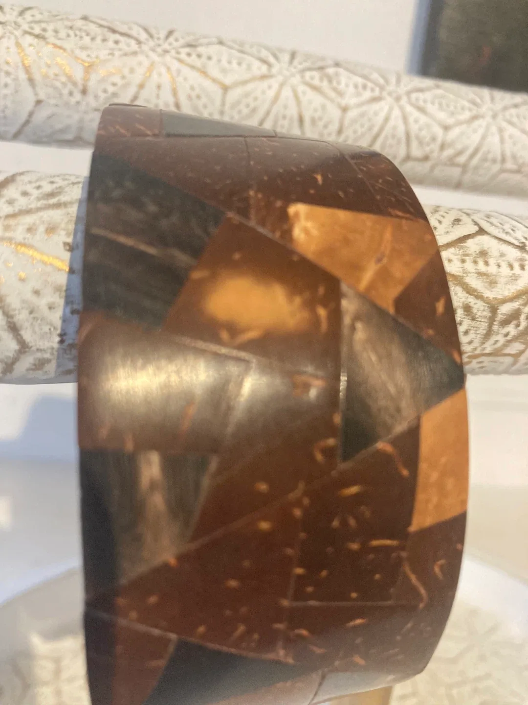 Unique Crafted Wooden Bracelet - Brown image indicator(2)