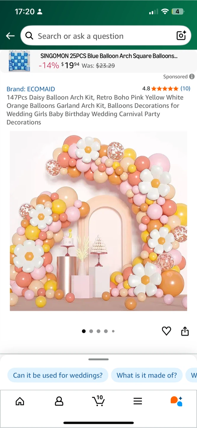 Ecomaid Daisy Balloon Arch Kit - Boho Pink Yellow White