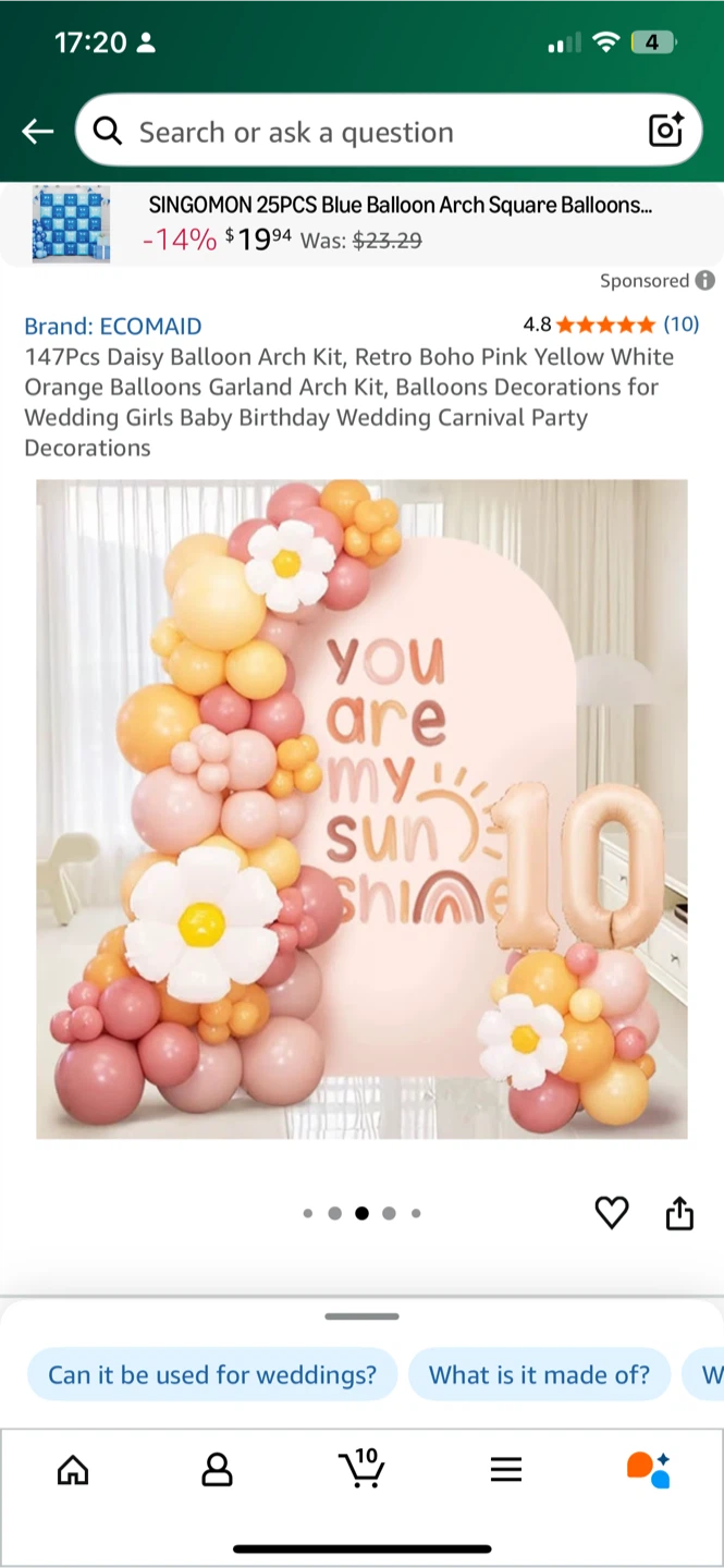 Ecomaid Daisy Balloon Arch Kit - Boho Pink Yellow White - photo 2