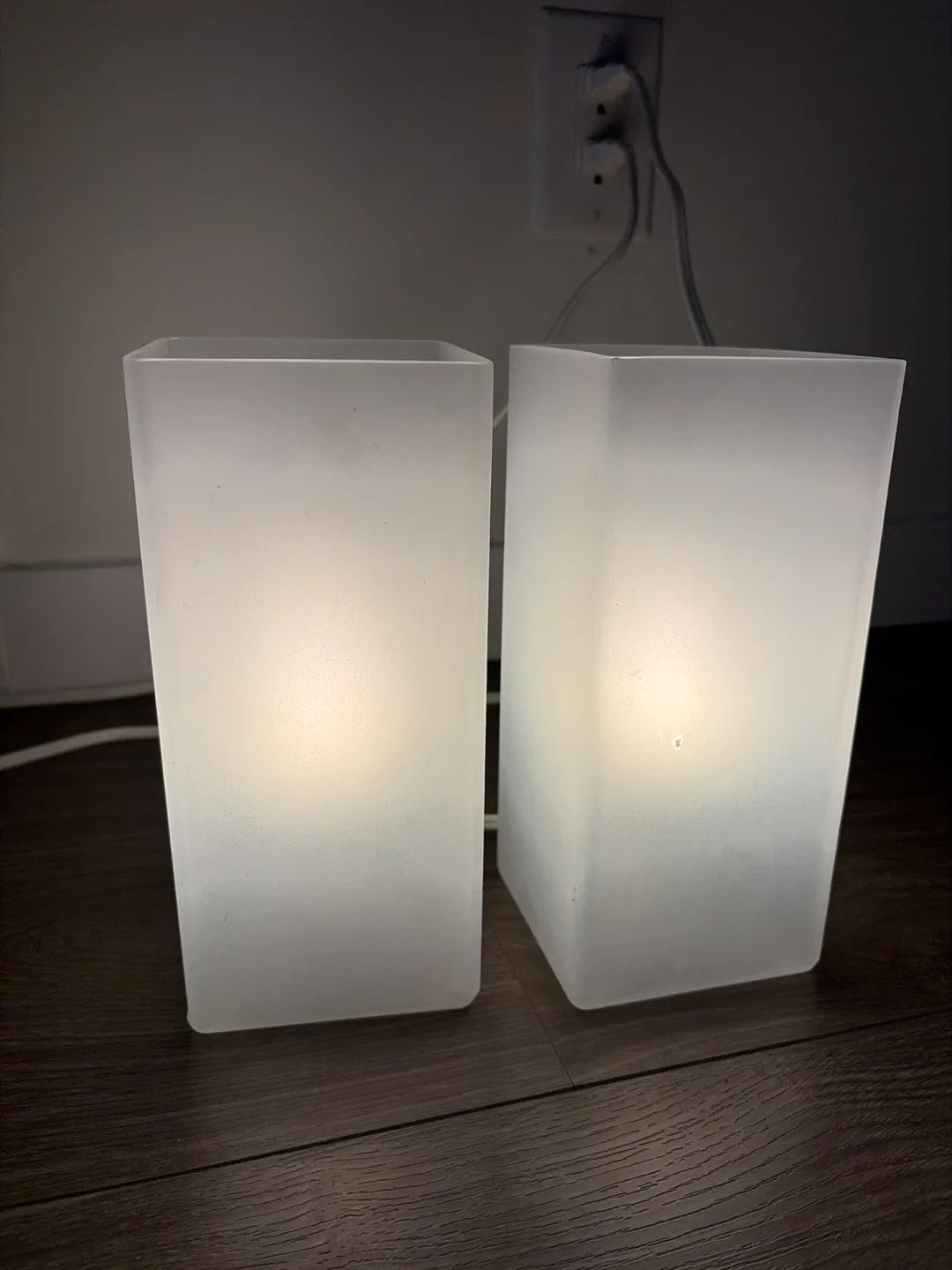 Frosted Glass Accent Lamps - Pair