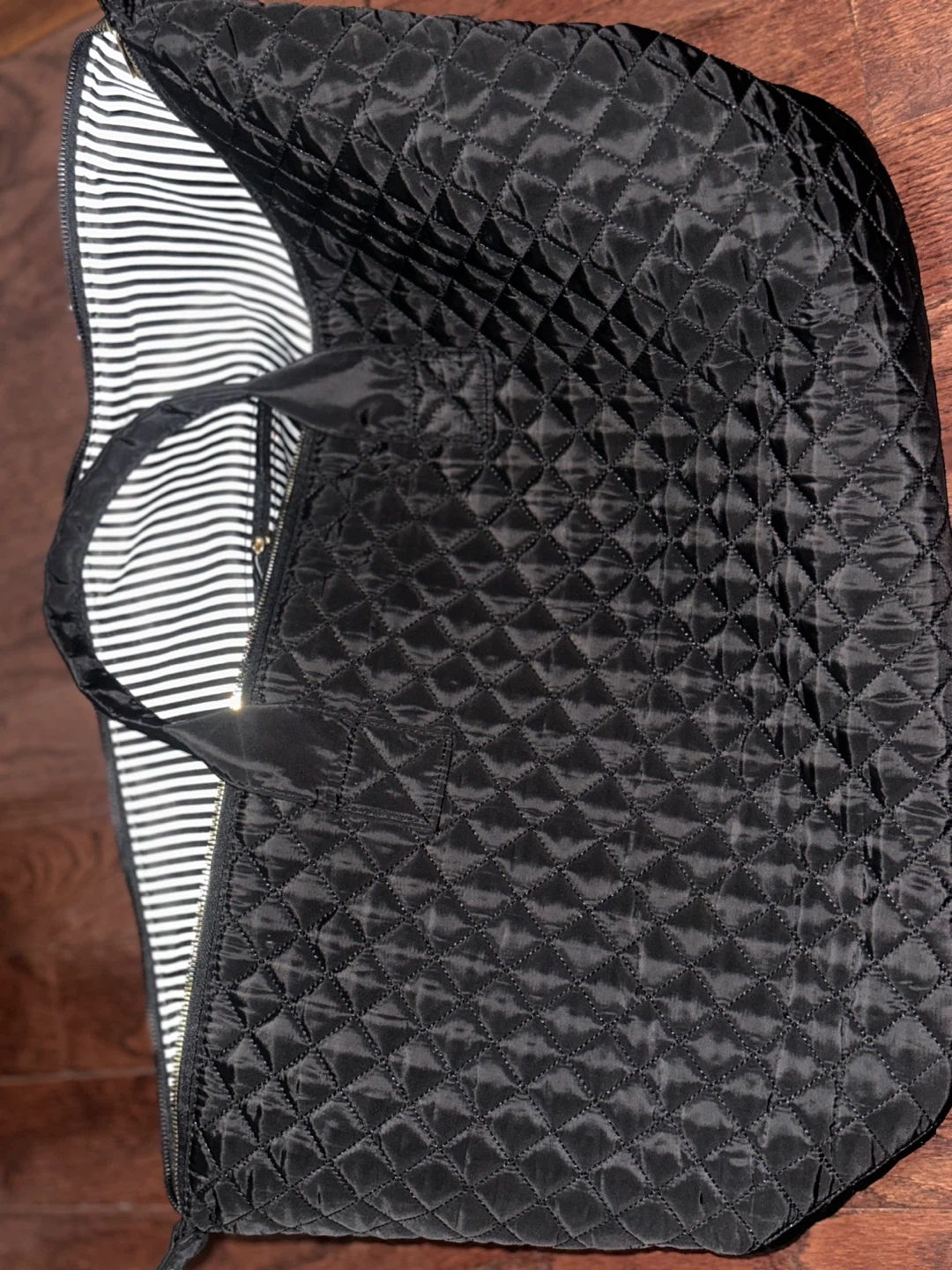 Black Quilted Travel Duffel Bag