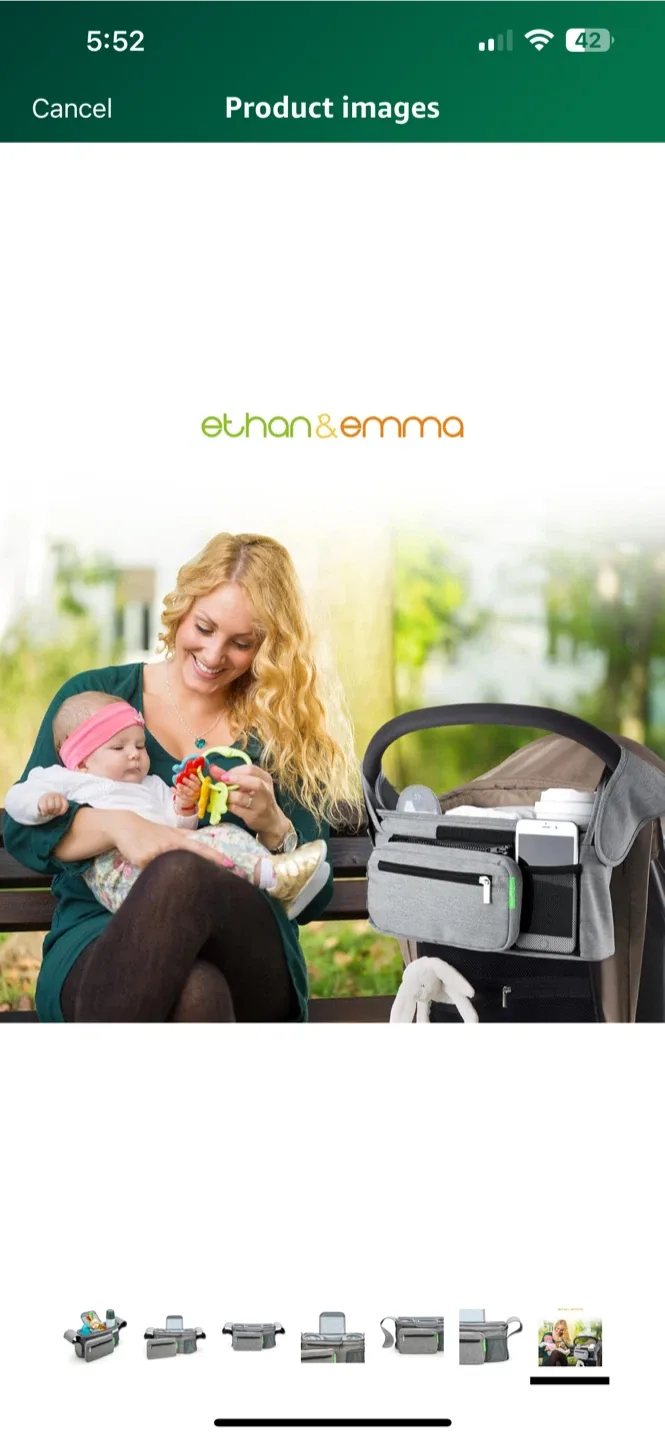 BNIB Ethan & Emma Universal Stroller Organizer - Grey image indicator(8)