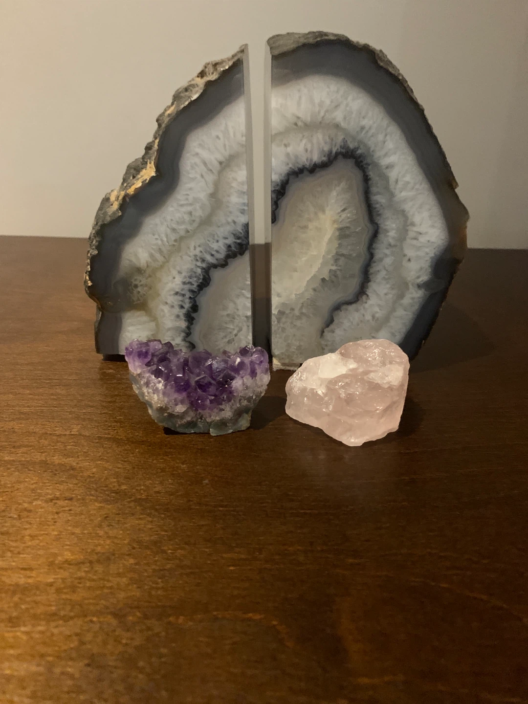 Agate Bookends with Crystals