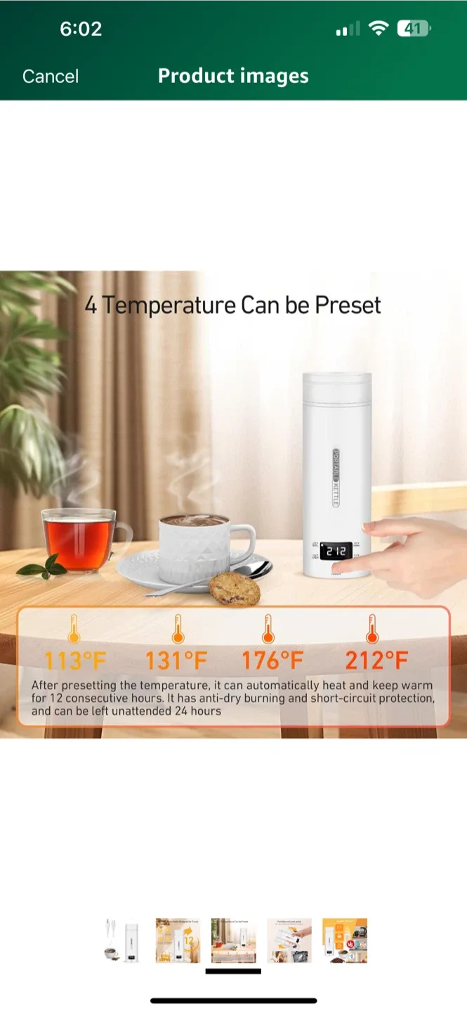 BNIB Portable Electric Kettle - Travel Size 🥕 image indicator(3)