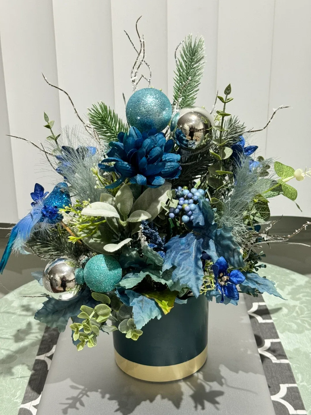 Blue Christmas Floral Arrangement