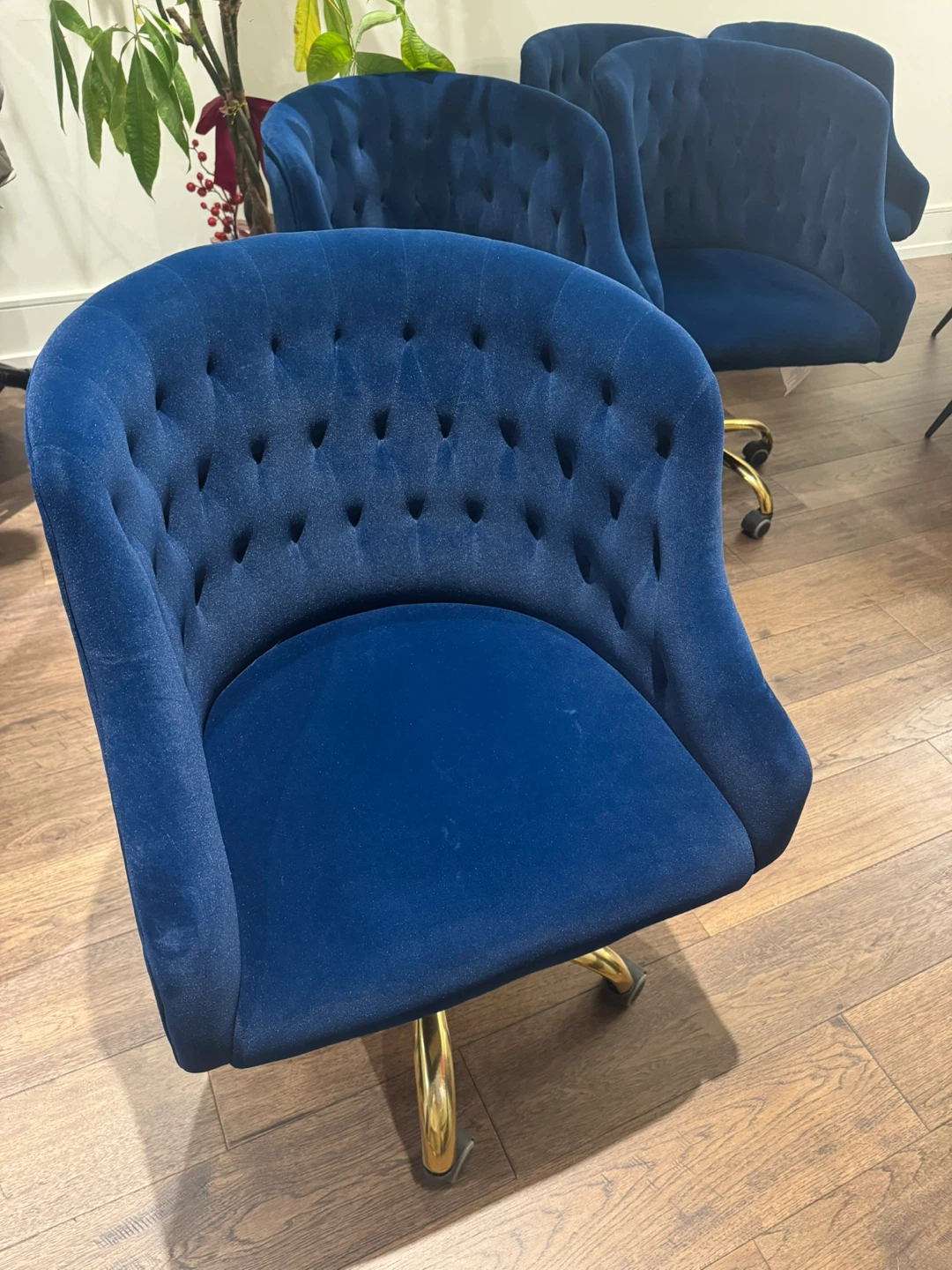 Blue Velvet Office Chair