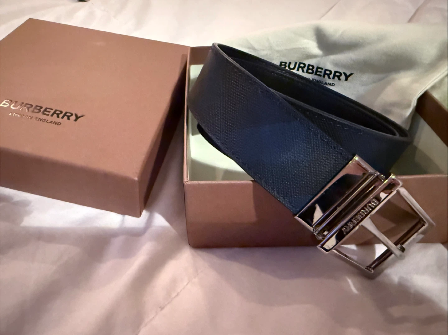 Burberry Reversible Black & Navy Check Belt - photo 2