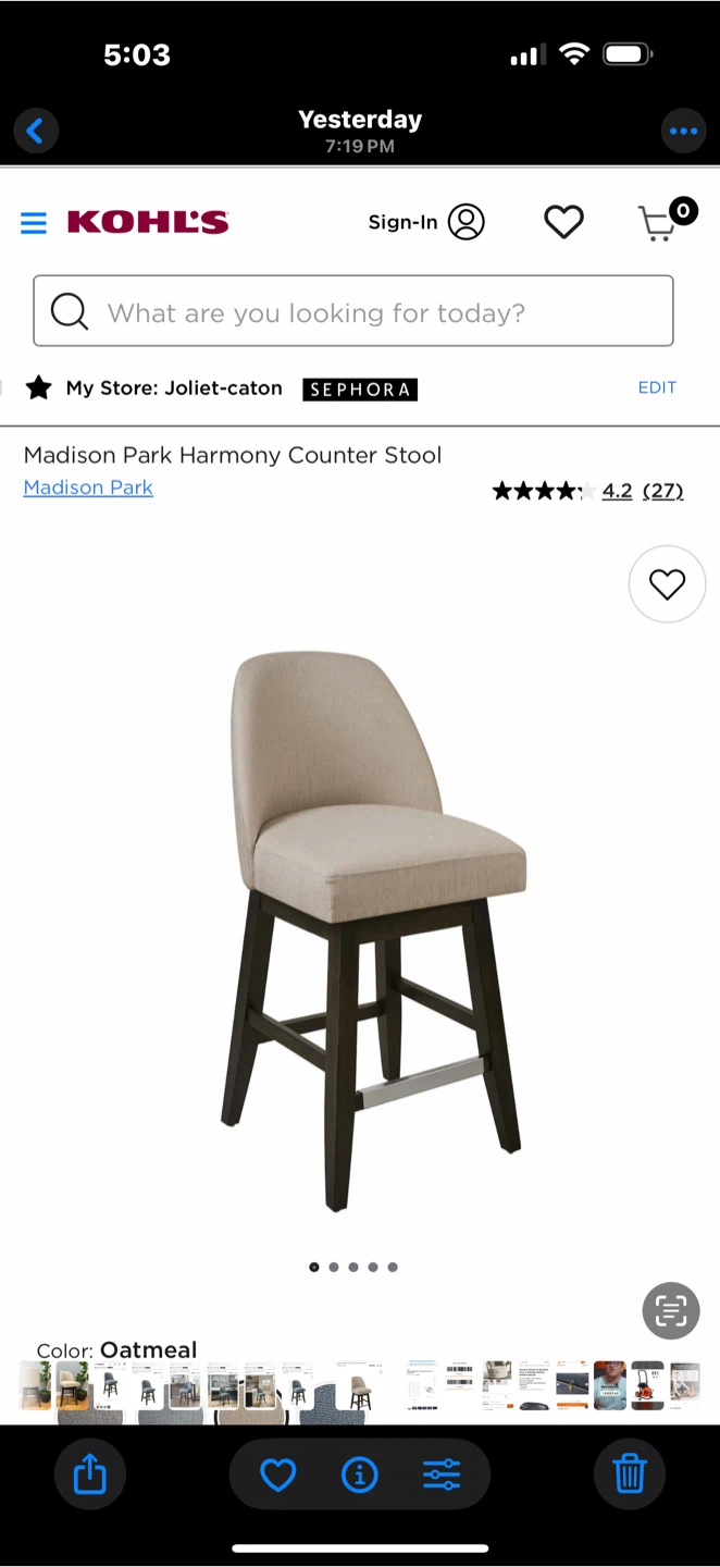 Madison Park Harmony Counter Stool - Oatmeal - photo 3