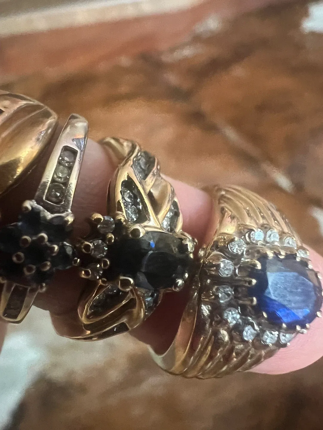 10 k Sapphire Rings with diamonds