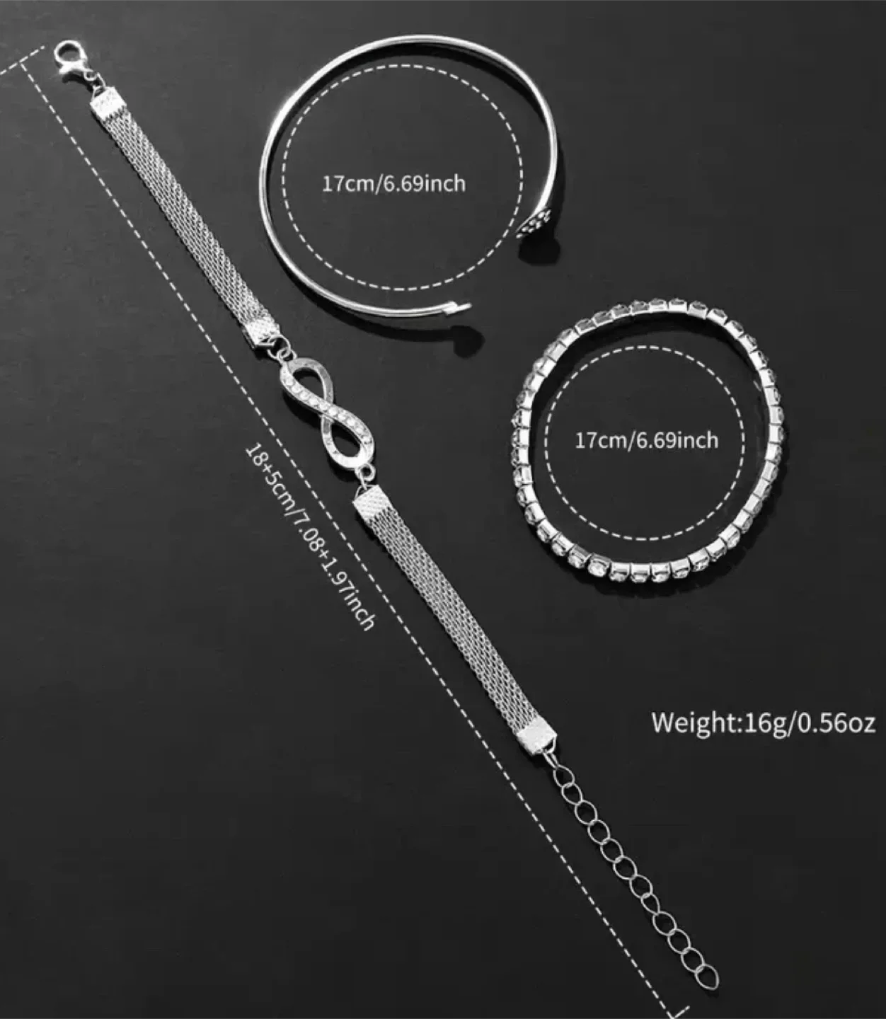 New Geneva Silver Watch & Bracelet Set image indicator(5)