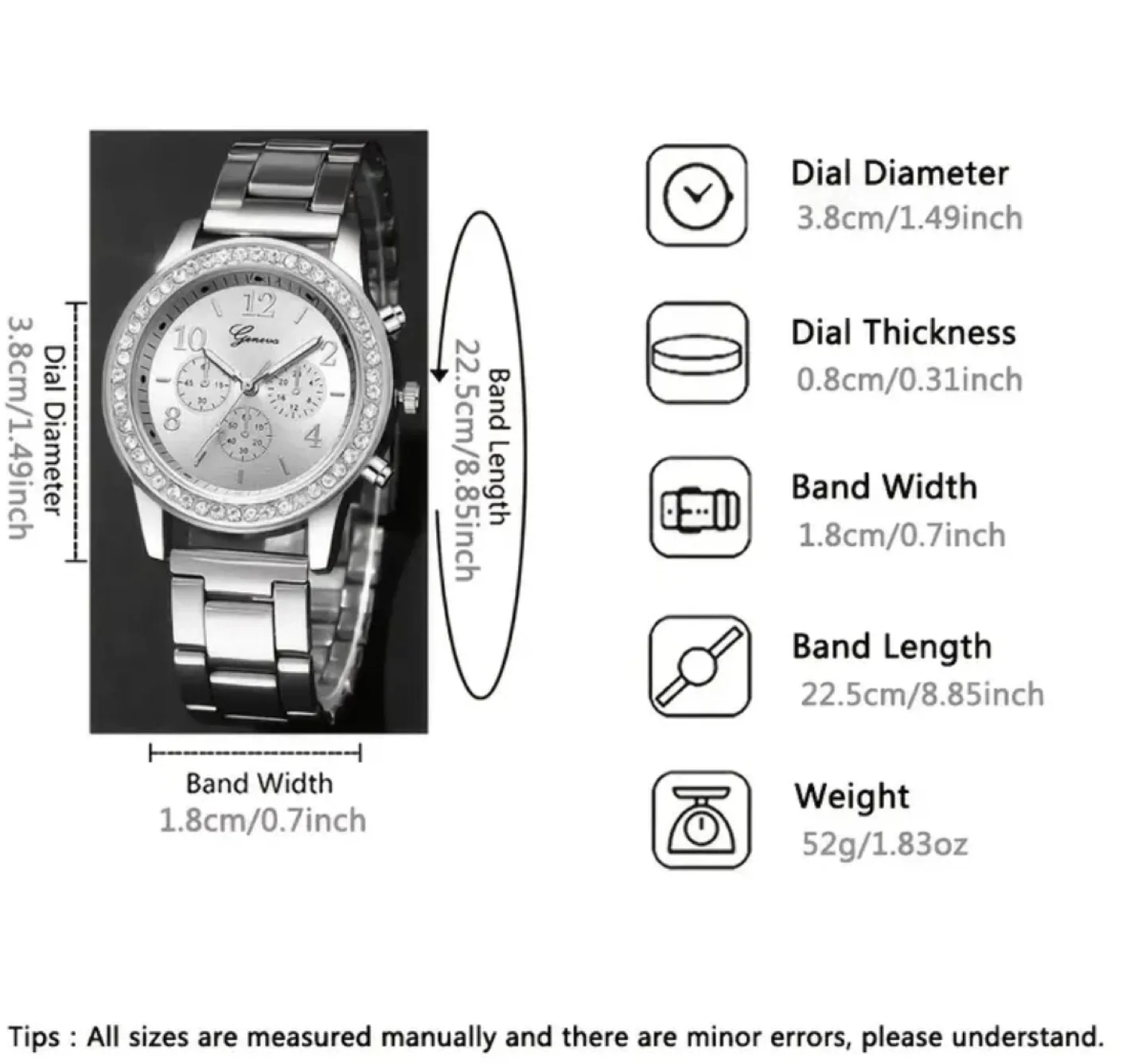 New Geneva Silver Watch & Bracelet Set image indicator(3)