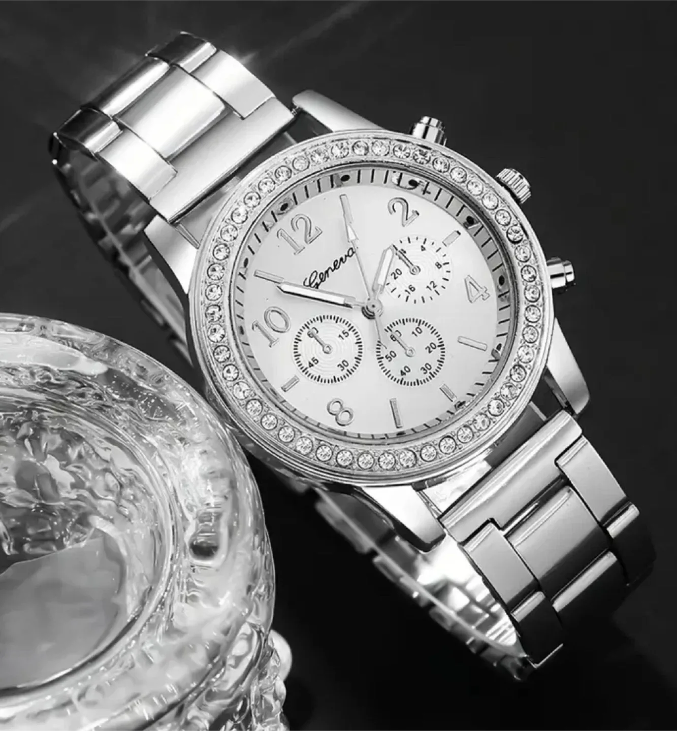 New Geneva Silver Watch & Bracelet Set image indicator(10)