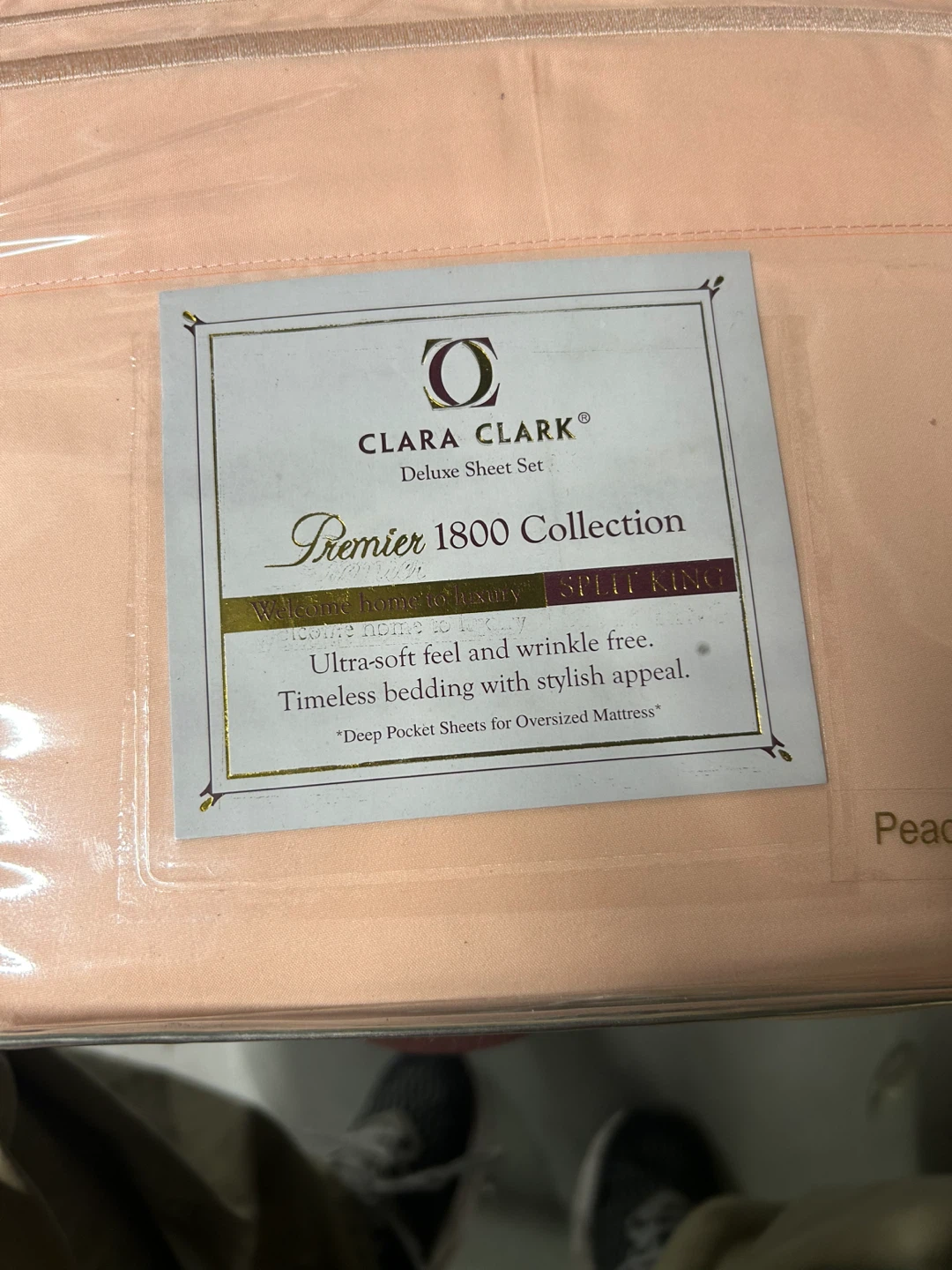 New Clara Clark Premier 1800 Split King Sheet Set - Peach