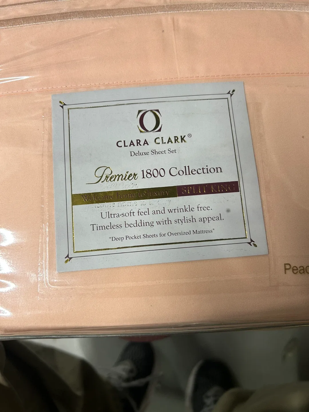 New Clara Clark Premier 1800 Split King Sheet Set - Peach thumbnail