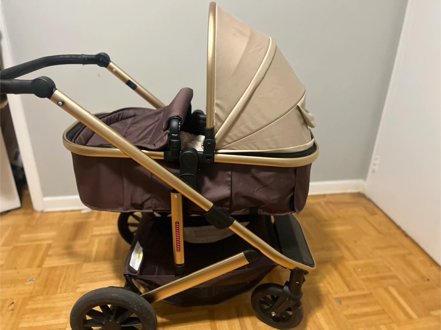 Brown & Gold Baby Stroller