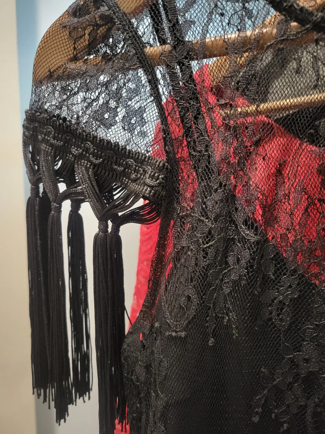 Black Lace Dress with Tassels image indicator(4)