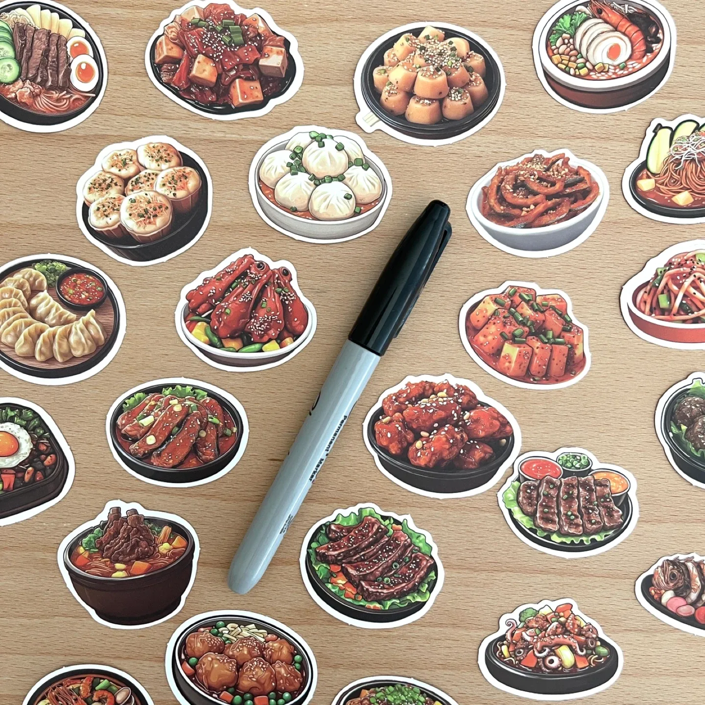 Pack of 28 Cute Korean Food Small Stickers #1 🥕 image indicator(5)