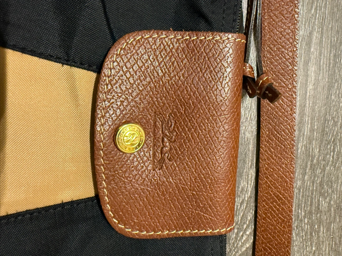Longchamp Pliage Mini Black & Beige Shoulder Bag France - photo 2