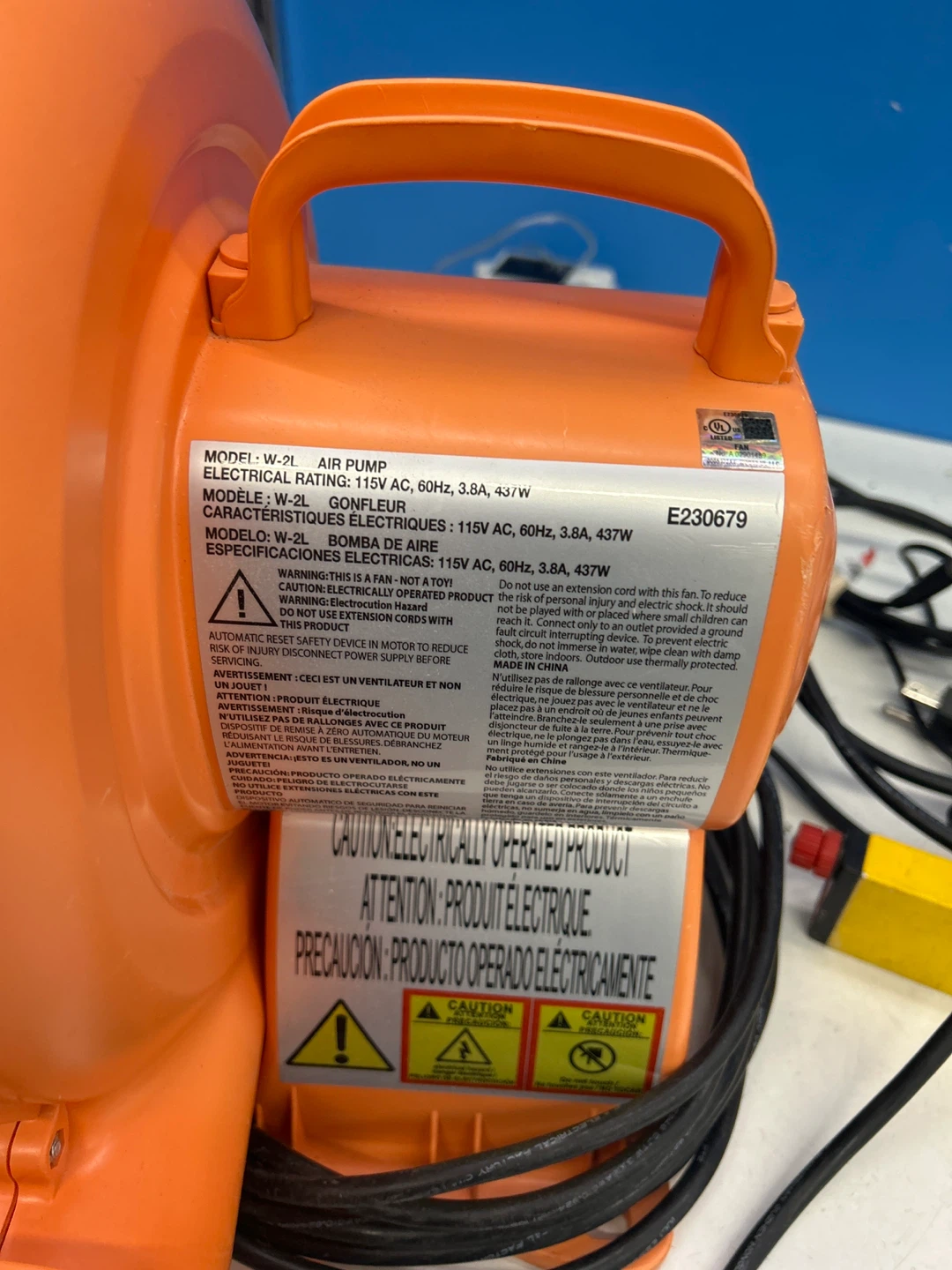 Orange Air Pump Blower W-2L - photo 2