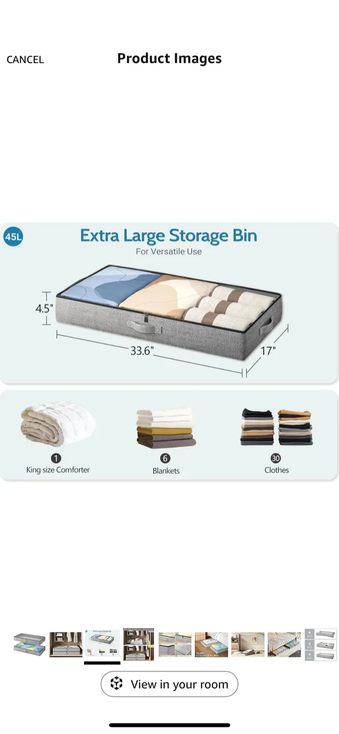 BNIB 2 pack TidyCorner Under Bed Storage Container - Grey image indicator(4)