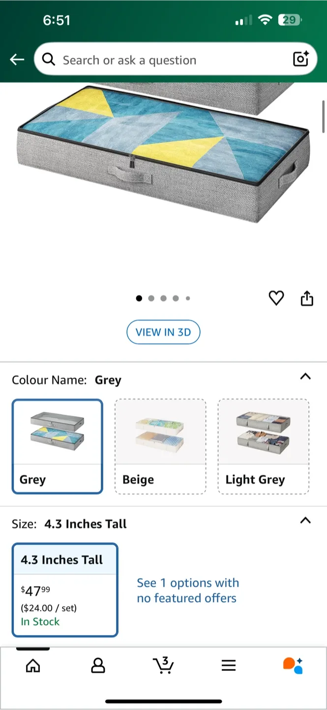 BNIB 2 pack TidyCorner Under Bed Storage Container - Grey image indicator(2)