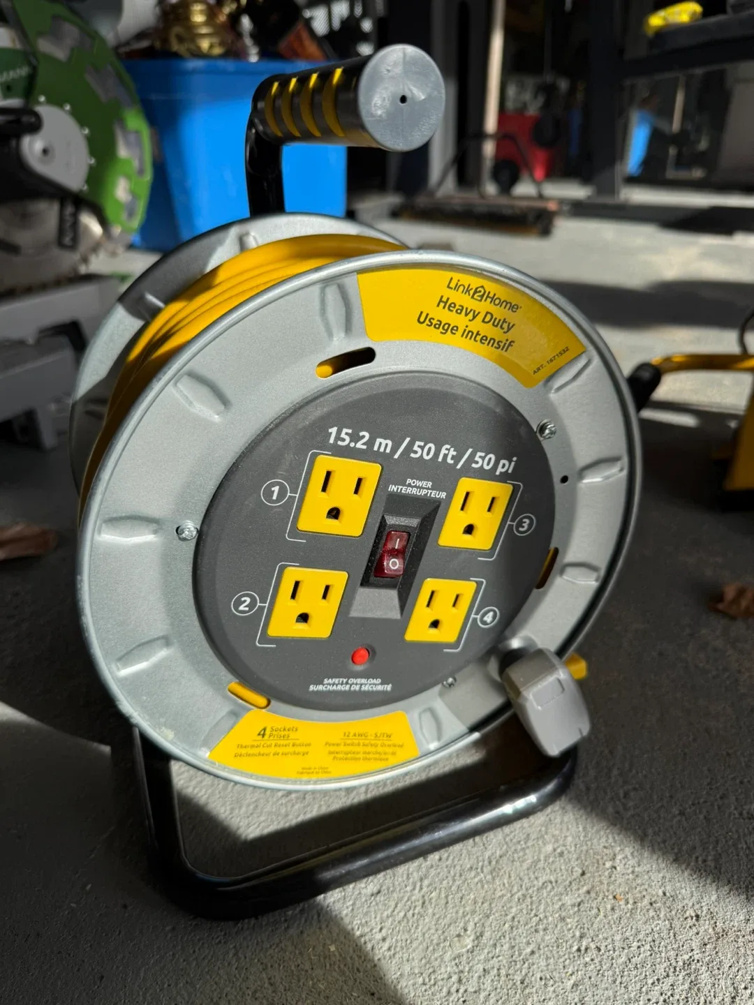 Link2Home Heavy Duty Extension Cord Reel - 50ft thumbnail