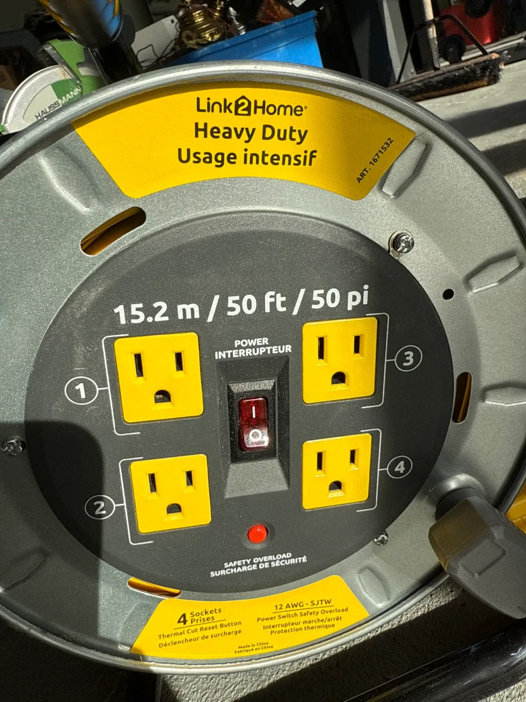 Link2Home Heavy Duty Extension Cord Reel - 50ft image indicator(2)