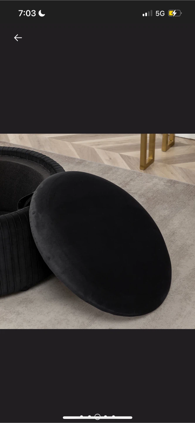New Black Round Storage Ottoman 27” X 16” tall - photo 5
