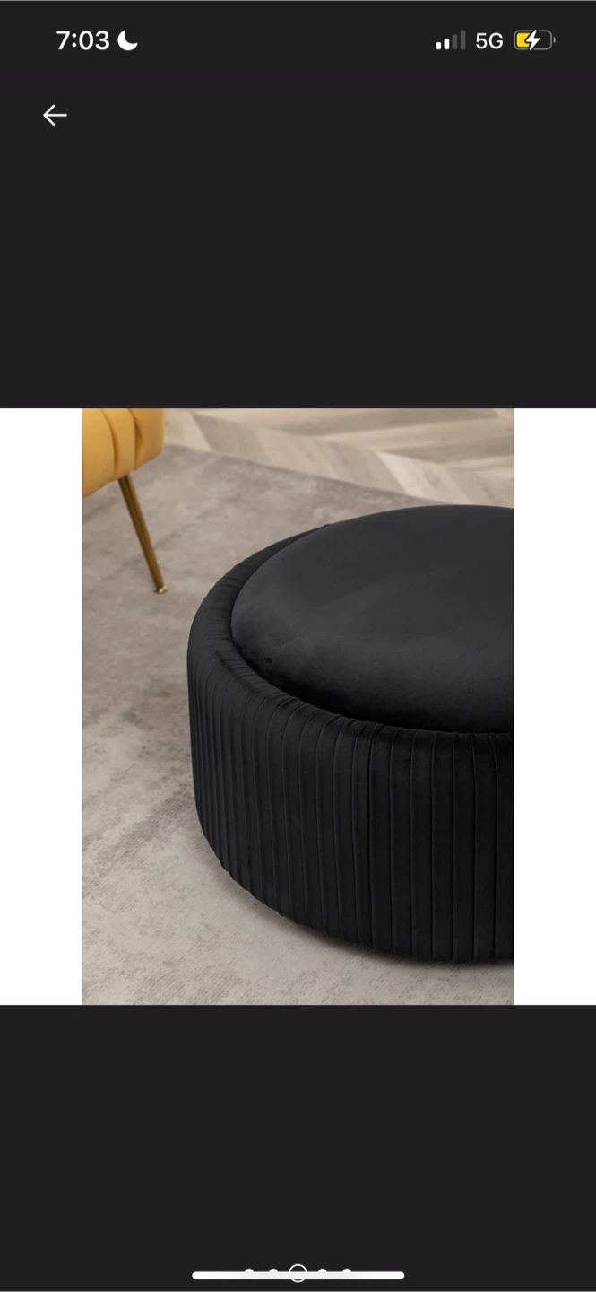 New Black Round Storage Ottoman 27” X 16” tall - photo 4