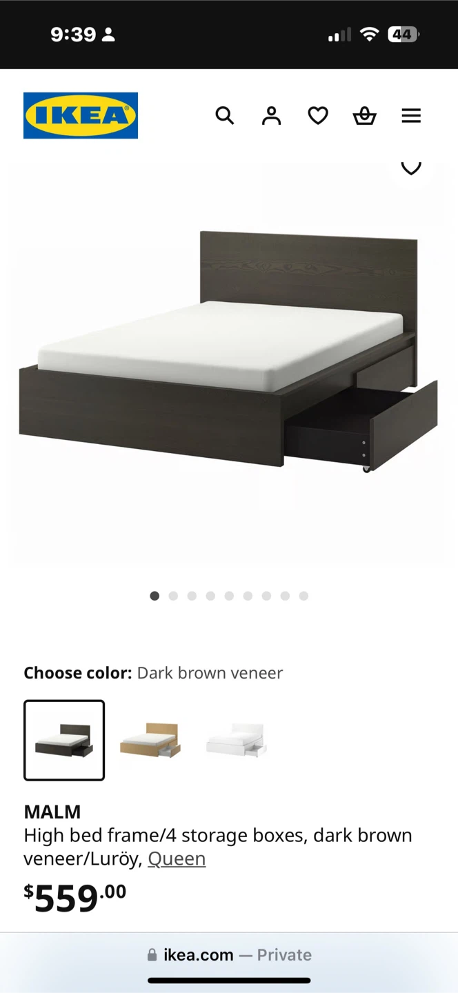 IKEA MALM Queen Bed Frame with Storage